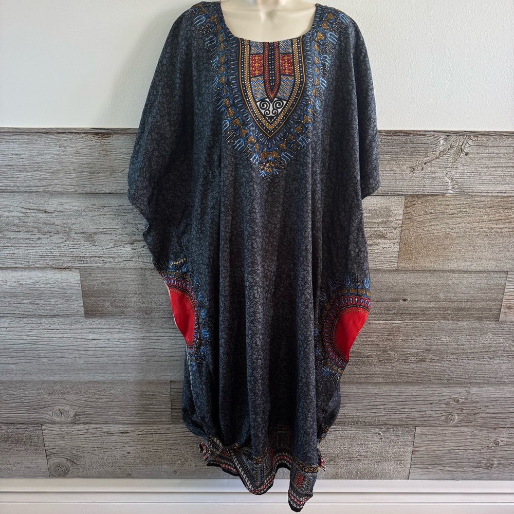California Woman Women's Kaftan Design House/lounge Dress Free Size (C1)